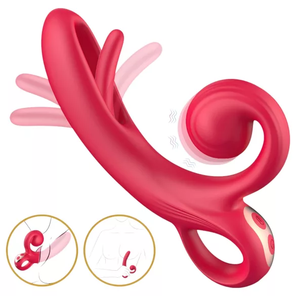 Sweet Play - Vibrador con estimulador de clítoris - silicona - rojo