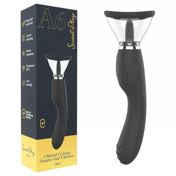 Erospace Sweet Play - Vibrador 2 en 1 para clítoris con lengua y succión (negro)