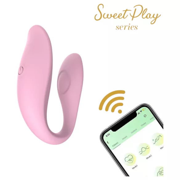 Erospace Sweet Play - vibrador para parejas controlado por aplicación (rosa)