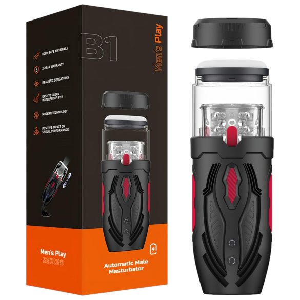 Men's Play - masturbador masculino rotatorio - silicona negra