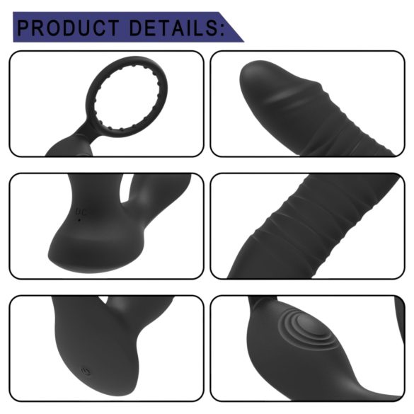 Men's Play - Consolador anal vibrador inteligente - silicona negra