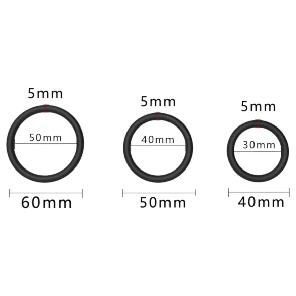 Men's Play - set de anillos para pene - silicona negra - 3 unidades