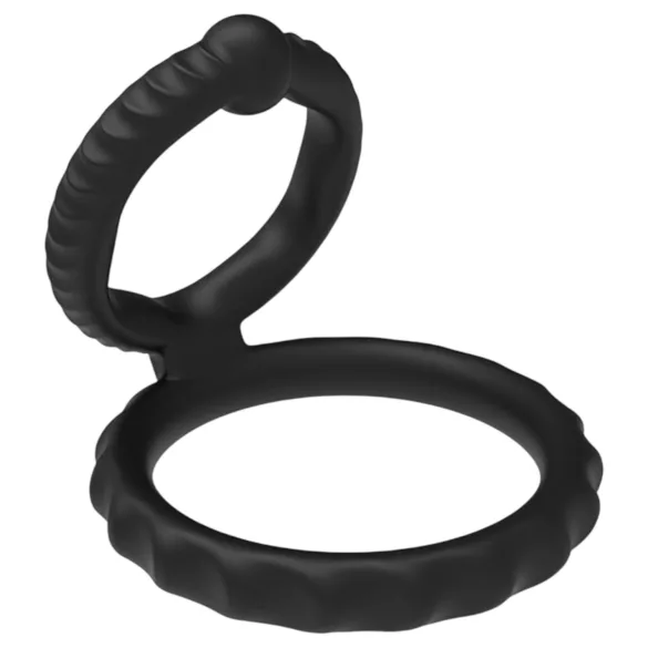 Men's Play - anillo pene y testículos - silicona negra