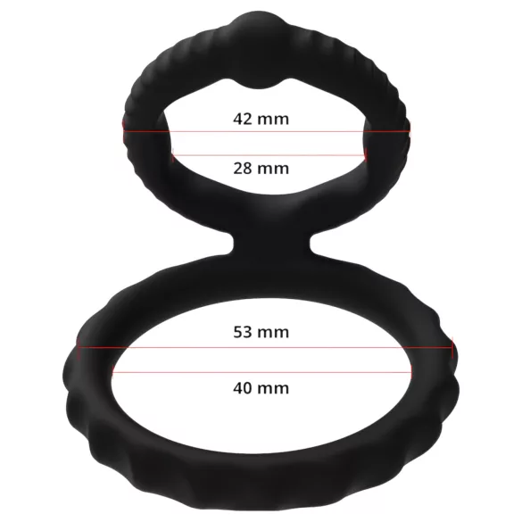 Men's Play - anillo pene y testículos - silicona negra
