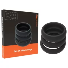   Juego Erospace Men's Play - juego de anillos para el pene negros y gruesos (3 uds.)