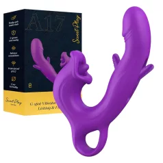   Erospace Sweet Play - estimulador de clítoris con lengüeta y vibrador de punto G con movimiento de vaivén (lila)