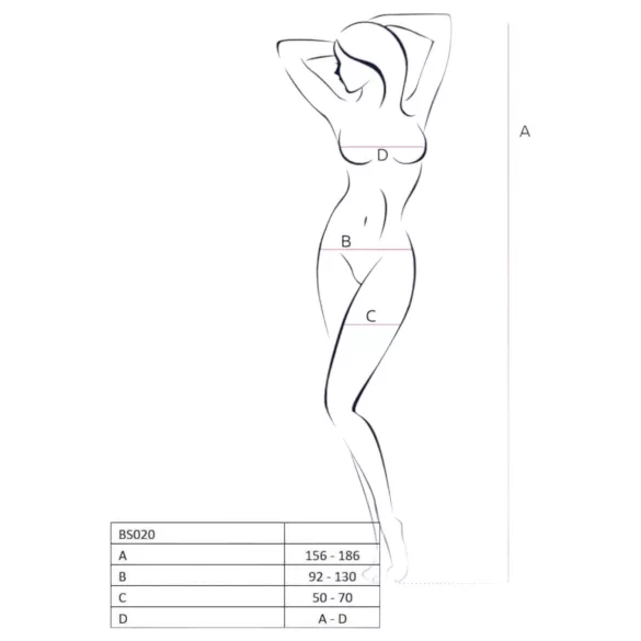 Passion BS020 - body abierto decorado - negro - talla S-L