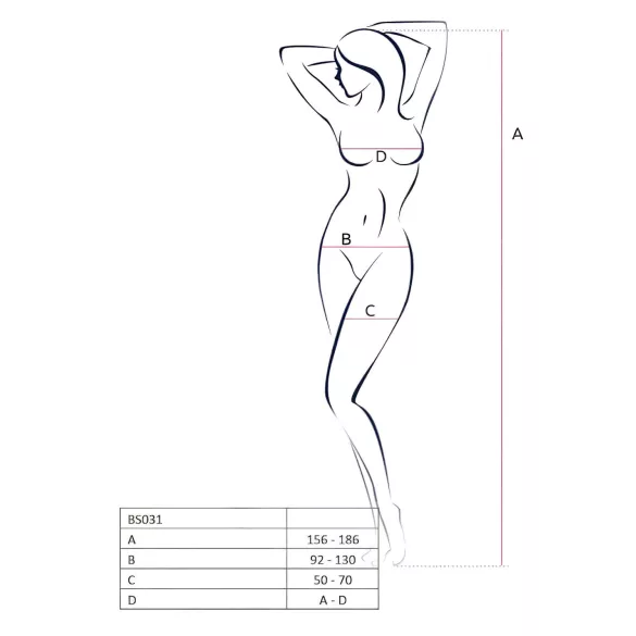 Passion BS031 - body abierto mujer - encaje negro - talla S-L