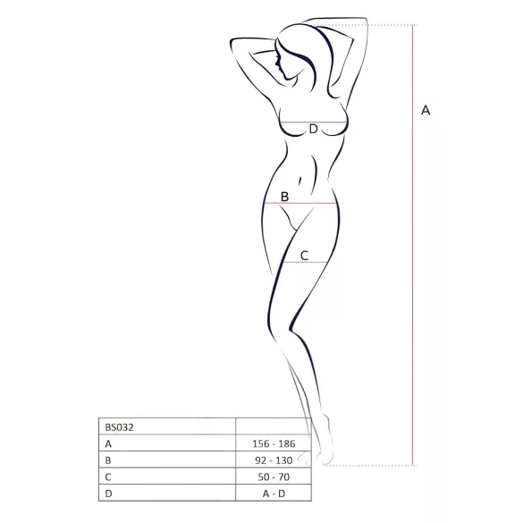 Passion BS032 - body de red abierto - sexy - rojo - talla S-L
