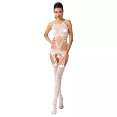   Passion BS047 - conjunto lencería red abierta con recorte - blanco - S-L