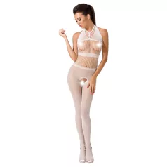   Passion BS048 - body de red abierto con cuello halter - blanco - talla S-L