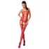 Passion BS054 - conjunto lencería de red floral - rojo - talla S-L