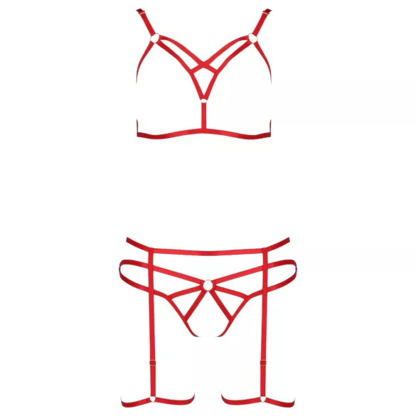 Passion Magali - arnés corporal con decoración - set 3 piezas - rojo