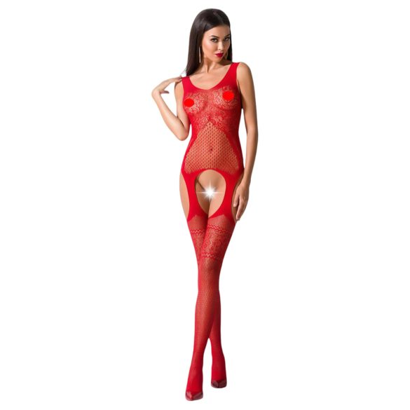 Passion BS061 - Conjunto de red floral (rojo) - Tallas S-L