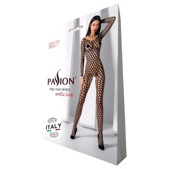 Passion BS077 - body de red manga larga - negro - talla S-L
