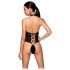 Passion Nancy - body abierto con tiras cruzadas (negro) - L/XL
