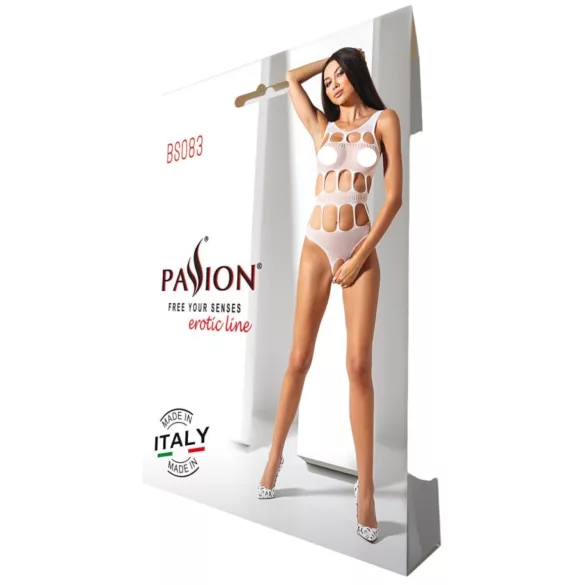 Passion BS083 - body abierto de encaje con transparencias - blanco - S-L
