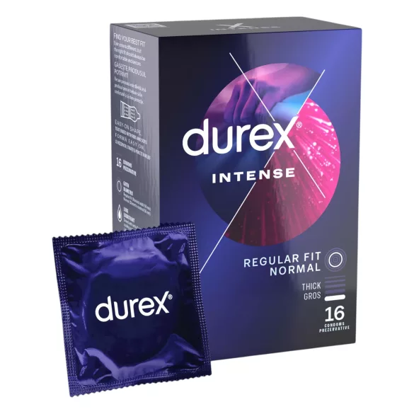 Durex Intense - preservativos texturizados con puntos y estrías - 16 unidades