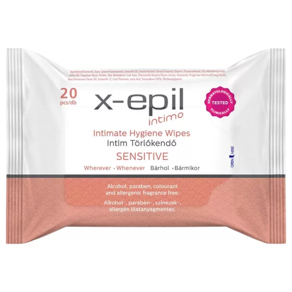 X-Epil Intimo Sensitive - toallitas íntimas - piel sensible - 20 unidades