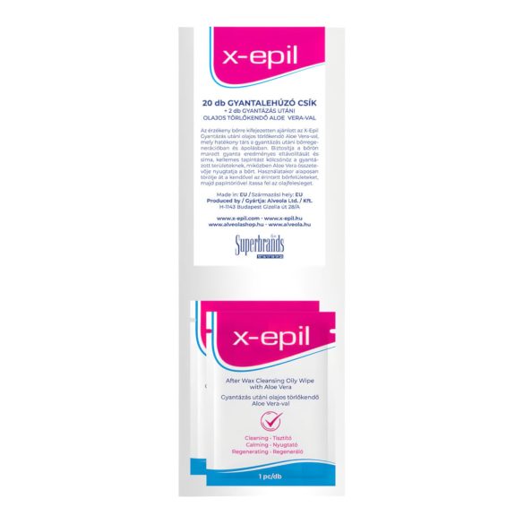 X-Epil - Bandas de Tela Depilatorias (20 uds) + Toallitas Aceitosas (2 uds)
