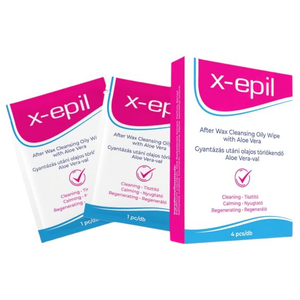 X-Epil - Toallitas oleosas post-depilación (4 uds) - Aloe Vera