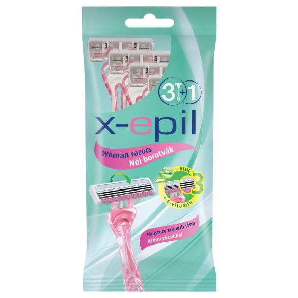 X-Epil - Maquinilla de Afeitar Desechable para Mujer de 3 Hojas (Pack de 4)