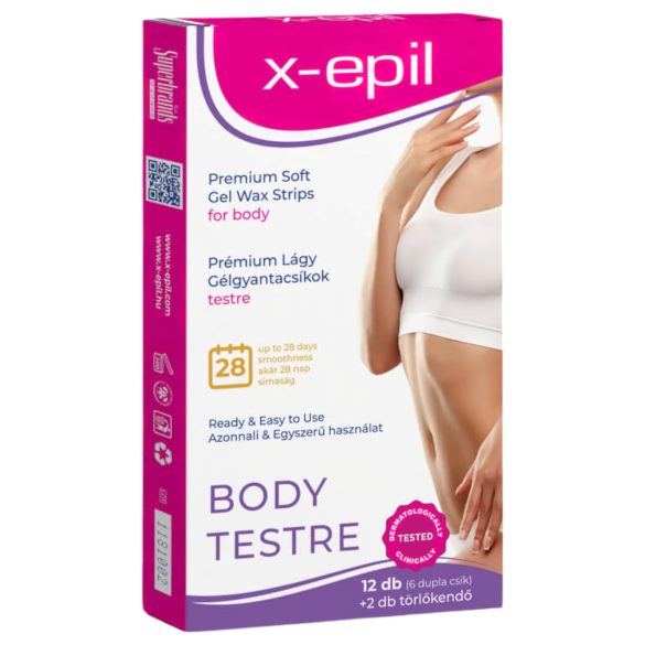 X-Epil - Bandas de cera de gel listas para usar (12 unidades) - para el cuerpo