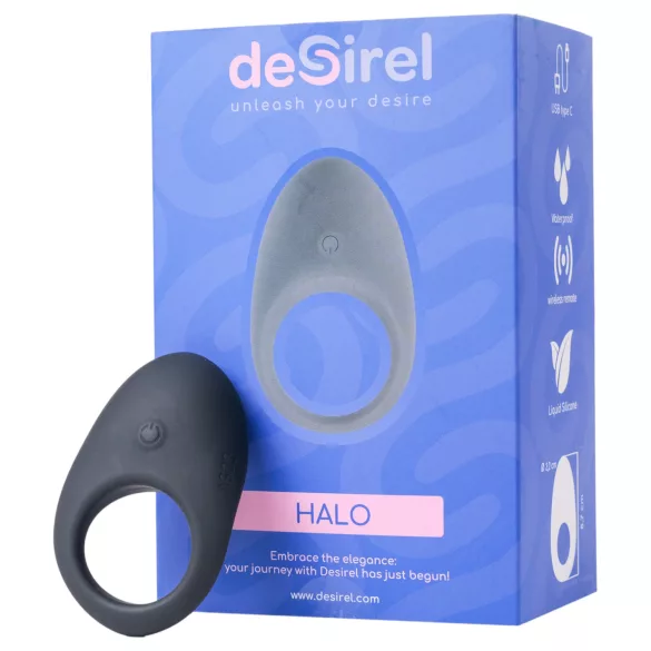 Desirel Halo - anillo para pene vibrador inteligente - silicona negra