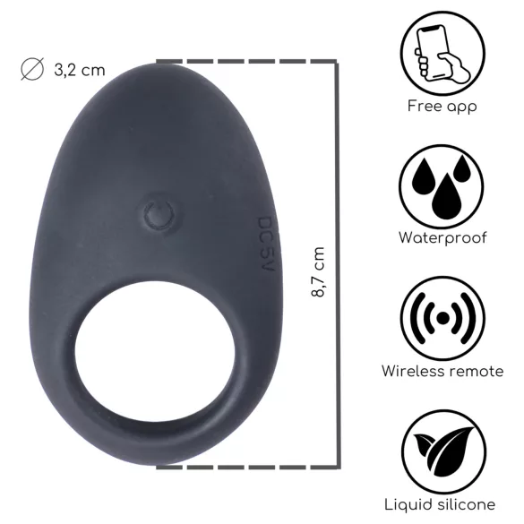 Desirel Halo - anillo para pene vibrador inteligente - silicona negra