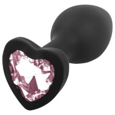   Sunfo - plug anal de silicona con piedra en forma de corazón - negro y rosa