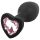 Sunfo - plug anal de silicona con piedra en forma de corazón - negro y rosa