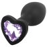 Sunfo - Plug Anal de Silicona con Piedra en Forma de Corazón (Negro-Morado)