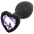 Sunfo - plug anal de silicona con piedra en forma de corazón - negro/lila