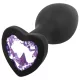 Sunfo - plug anal de silicona con piedra en forma de corazón - negro/lila