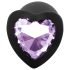 Sunfo - Plug Anal de Silicona con Piedra en Forma de Corazón (Negro-Morado)