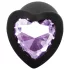 Sunfo - plug anal de silicona con piedra en forma de corazón - negro/lila