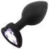 Sunfo - plug anal de silicona con piedra en forma de corazón - negro/lila