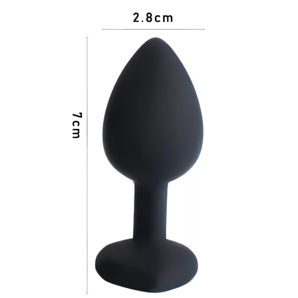 Sunfo - plug anal de silicona con piedra en forma de corazón - negro/lila
