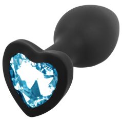   Sunfo - plug anal de silicona con piedra azul en forma de corazón - negro