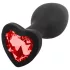 Sunfo - plug anal de silicona con piedra roja en forma de corazón - negro