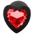 Sunfo - plug anal de silicona con piedra roja en forma de corazón - negro
