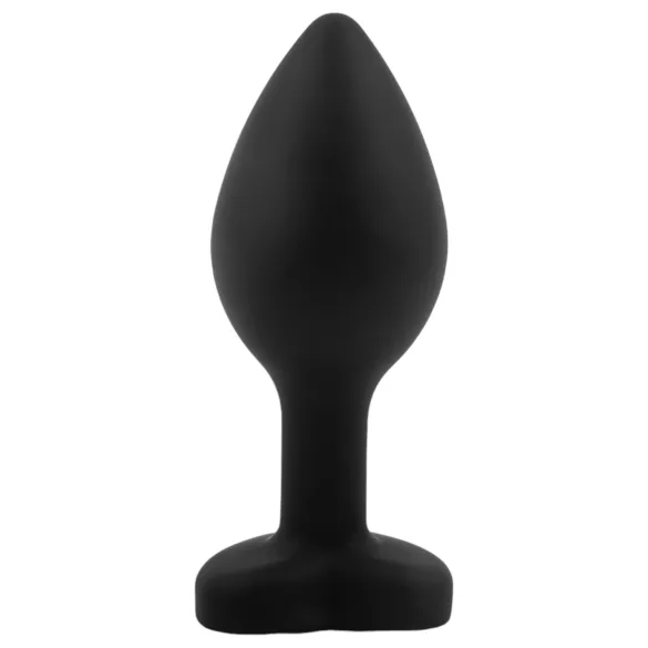 Sunfo - plug anal de silicona con piedra roja en forma de corazón - negro
