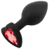 Sunfo - plug anal de silicona con piedra roja en forma de corazón - negro