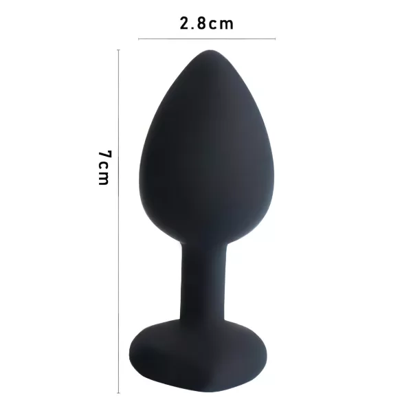 Sunfo - plug anal de silicona con piedra roja en forma de corazón - negro