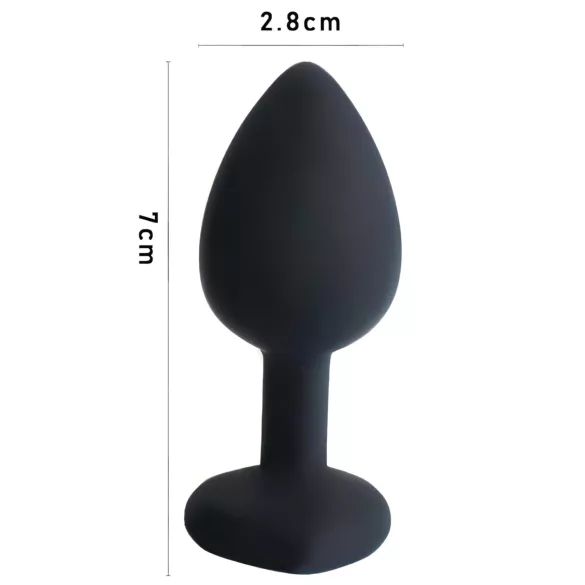 Sunfo - plug anal de silicona con piedra roja en forma de corazón - negro