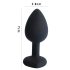 Sunfo - Plug anal de silicona con piedra roja en forma de corazón (negro)
