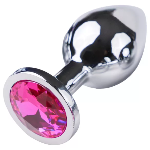 Desirel - plug anal - con joya rosa - metal plateado rosado - talla M