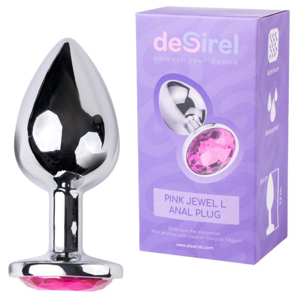 Desirel - plug anal - joya rosa grande - metal y rosa