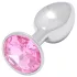 Sunfo - plug anal de metal con piedra rosa (plateado)