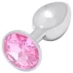 Sunfo - plug anal de metal con piedra rosa (plateado)